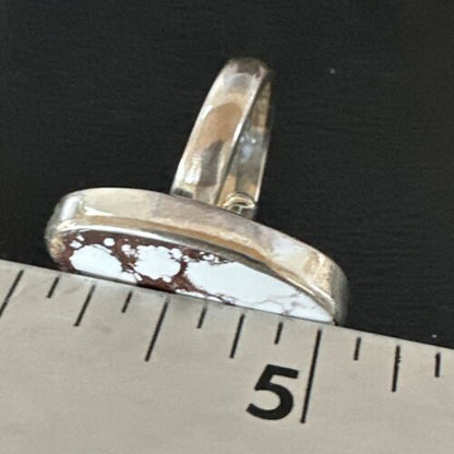 Men's & Women's Wild Horse Turquoise Navajo Ring | Sterling Silver | Sz 7 | Authentic Native American Handmade | 17263