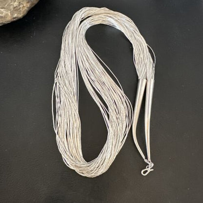 Statement Liquid Silver Heishi Necklace | 50 Strand | Sterling Silver | 30" | 16914