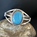 Navajo Blue Kingman Turquoise Cuff Bracelet | Sterling Silver | Authentic Native American Handmade | 16247
