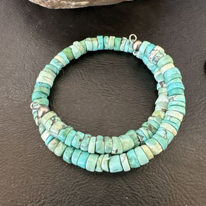 Navajo Turquoise Heishi Bracelet | Stainless Steel Memory Wire | 6mm | Authentic Native American Handmade | 17611