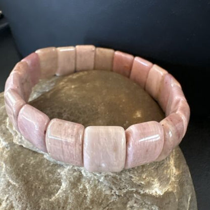 Navajo Pink Rhodochrosite Stretch Bracelet | Authentic Native American Handmade | 16977