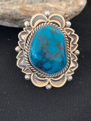 Navajo Kingman Turquoise Ring | Sterling Silver | Sz 9.5 | Authentic Native American Handmade | 2827