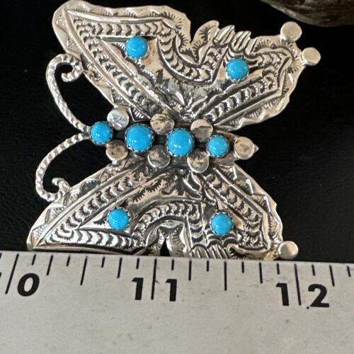 Navajo Turquoise Butterfly Ring | Authentic Native American Sterling Silver | Multi-Stone | Adjustable Women's Sz 8 | 16169