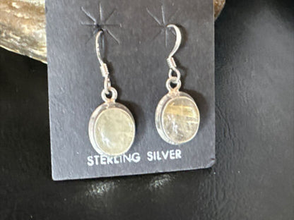 Navajo White Moonstone Dangle Earrings | Sterling Silver | Authentic Native American Handmade | 15311