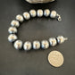 Navajo Pearl Round Beads Bracelet | 14mm | 8" | Sterling Silver | Authentic Native American Handmade | 17166