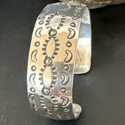 Navajo Stamped Cuff Bracelet | Sterling Silver | Authentic Native American Handmade | 17459