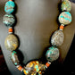 Men's Chunky Spiderweb Turquoise Necklace | Navajo Sterling Silver | Authentic Native American | 21" | 16236 Graduated