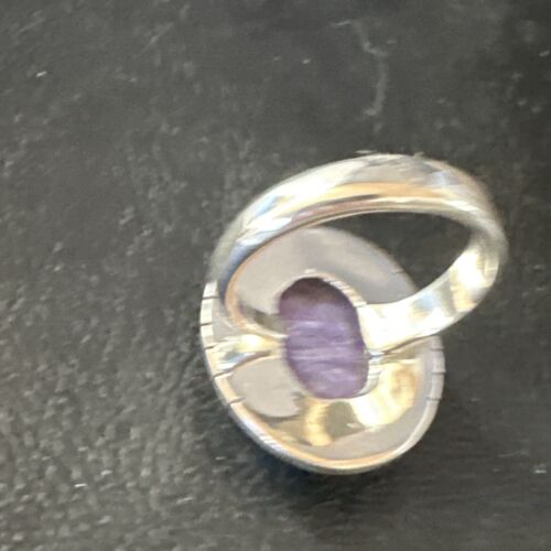Navajo Purple Charoite Oval Ring | Sterling Silver | Sz 8 | Authentic Native American Handmade | 15541