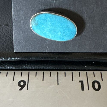 Navajo Blue Kingman Turquoise Post Stud Earrings | Sterling Silver | Authentic Native American Handmade | 17411
