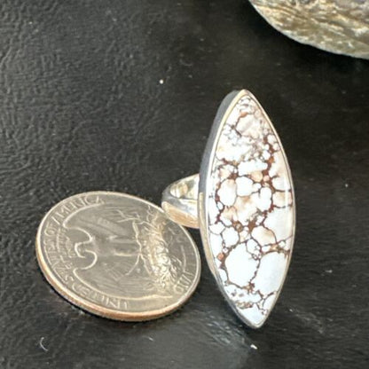 Navajo Wild Horse Turquoise Ring | Sterling Silver | Sz 6 Adjustable | Authentic Native American Handmade | 15552