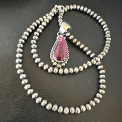 Navajo Purple Spiny Oyster Pendant Necklace | Sterling Silver | Native American Handmade | 16060