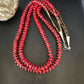 Navajo Red Coral Shell Bead Necklace | Sterling Silver | 30" | Authentic Native American Handmade | 15283