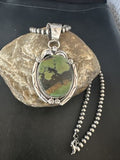 Navajo Green Turquoise Necklace | Sterling Silver | Authentic Native American Handmade | 15036