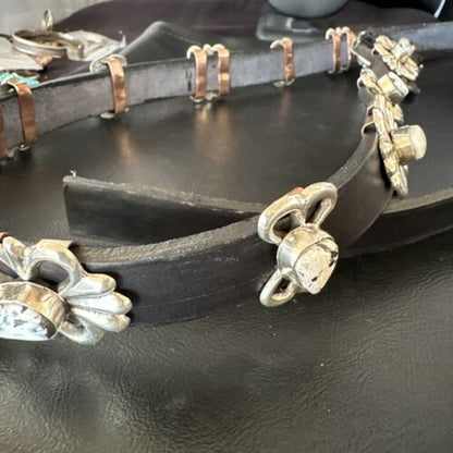 White Buffalo Turquoise Concha Belt | Navajo Sterling Silver | 50" Buckles | Authentic Native American Handmade | 15816
