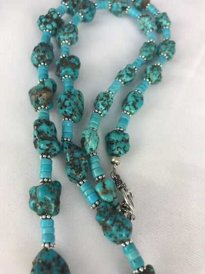 Navajo Sterling Silver Kingman Turquoise Nugget Pendant Necklace | Multi-Stone | Native American | 3126