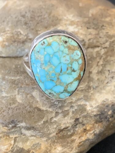 Men's Navajo Blue Spiderweb Turquoise Ring | Sterling Silver | Sz 10 | Authentic Native American Handmade | 12545