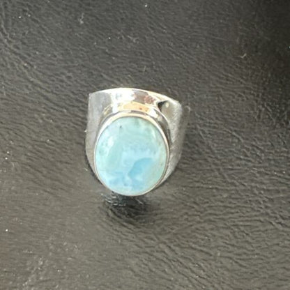 Navajo Blue Larimar Ring | Sterling Silver | Sz 7 | Authentic Native American Handmade | 17664