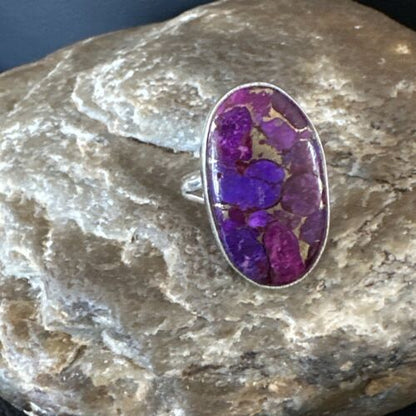 Southwestern Navajo Purple Mojave Turquoise Ring | Sterling Silver | Sz 7 | 15779