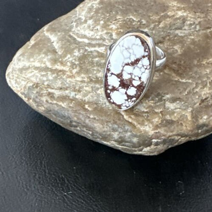 Men's & Women's Wild Horse Turquoise Navajo Ring | Sterling Silver | Sz 7 | Authentic Native American Handmade | 17263