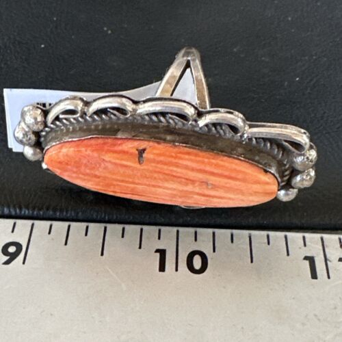 Native American Men's Spiny Oyster Ring | Navajo Sterling Silver | Sz 8.5 | 16889