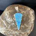 Arrowhead Blue Opal Inlay Pendant | Navajo Sterling Silver | Authentic Native American Jewelry | 15675