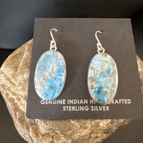 Blue Denim Lapis Dangle Earrings | Sterling Silver | 1" | 15792