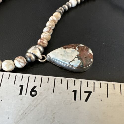 Women's Navajo Wild Horse Opal Necklace Pendant | Sterling Silver | Authentic Native American Handmade | 15814