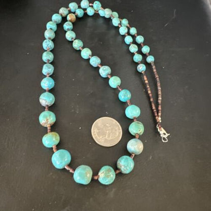 Navajo Turquoise Shell Heishi Necklace | Sterling Silver Beads | Authentic Native American | 30" | 15087