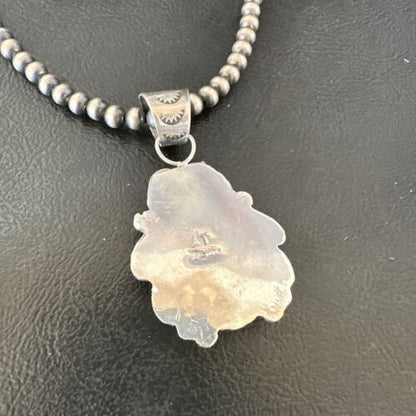 Women's Orange Spiny Oyster Pendant | Navajo Pearls Sterling Silver Necklace 21" | Handmade Jewelry | 16556
