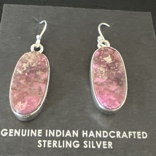 Purple Mojave Turquoise Dangle Earrings | Sterling Silver | Authentic Native American Handmade | 15781