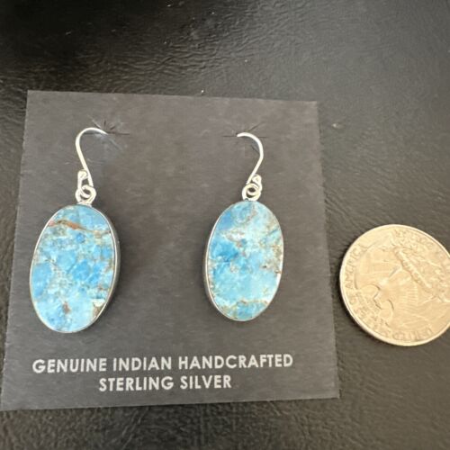 Southwestern Blue Denim Lapis Dangle Earrings | Sterling Silver | 1" | 15797