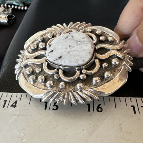 White Buffalo Turquoise Concha Belt | Navajo Sterling Silver | 50" Buckles | Authentic Native American Handmade | 15816