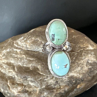 Navajo Blue Dry Creek Turquoise Multi-Stone Ring | Authentic Native American Sterling Silver | Sz 9.5 | 16737