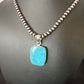 Blue Kingman Turquoise Pendant | Navajo Pearls | Sterling Silver Necklace 20" | 16697