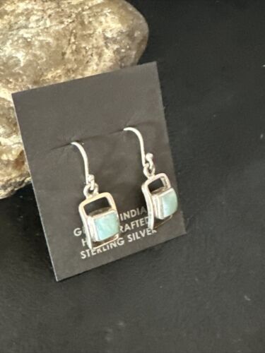 Navajo Blue Larimar Beads Dangle Earrings | Sterling Silver | Authentic Native American Handmade | 14928