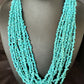 Blue Turquoise Nugget Bead Necklace | 10 Strand | Navajo Sterling Silver | 22" | 15030