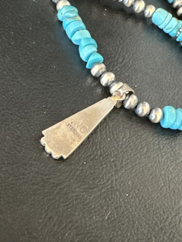 Navajo Kingman Turquoise Pendant Necklace | Sterling Silver | Native American Handmade | 14833