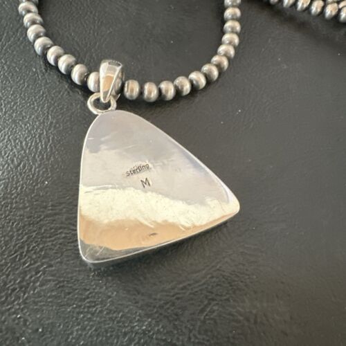 Blue Kingman Turquoise Pendant | Navajo Pearls | Sterling Silver Necklace 20" | 17009