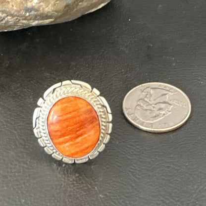Navajo Orange Spiny Oyster Ring | Sterling Silver | Sz 6.5 | Authentic Native American Handmade | 16465