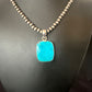 Blue Kingman Turquoise Pendant | Navajo Pearls | Sterling Silver Necklace 20" | 16697
