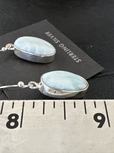 Navajo Blue Larimar Dangle Earrings | Sterling Silver | Authentic Native American Handmade | 17296 - Masha USA