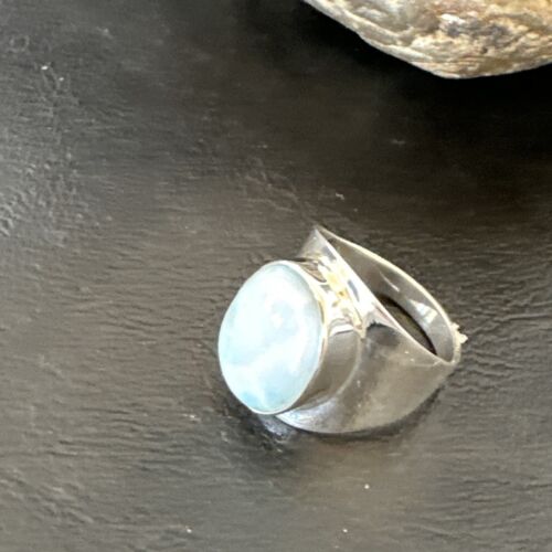 Navajo Blue Larimar Ring | Sterling Silver | Sz 9 | Authentic Native American Handmade | 16601