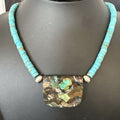 Navajo SpiderWeb Turquoise Heishi Pearls Necklace | Sterling Silver | 20" | Authentic Native American Handmade | 17034