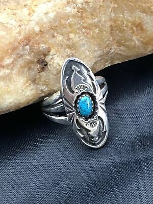 Navajo Kingman Turquoise Ring | Sterling Silver Shadow Box | Sz 6 | Authentic Native American Handmade | 16866