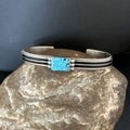 Navajo Blue Turquoise Cuff Bracelet | Sterling Silver | Authentic Native American Handmade | 15161