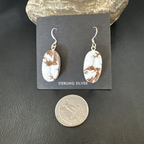 Navajo Wild Horse Turquoise Dangle Earrings | Sterling Silver | Authentic Native American Handmade | 15743