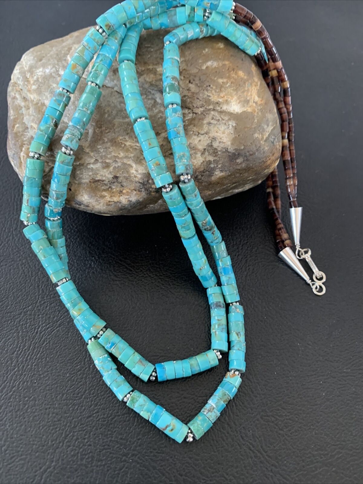Navajo Turquoise Heishi Shell Necklace | Sterling Silver 5mm | 20" | Authentic Native American Handmade | 02157