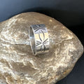 Men's Wide Band Navajo Stamped Ring | Sterling Silver | Sz 12 | Authentic Native American Handmade | 15126
