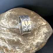 Men's Wide Band Navajo Stamped Ring | Sterling Silver | Sz 12 | Authentic Native American Handmade | 15126