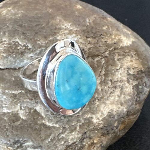 Navajo Blue Kingman Turquoise Ring | Sterling Silver | Sz 10 | Authentic Native American Handmade | 16582